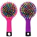 Pack of 2 Rainbow Volume Brushes Detangling Hair Brushes Hair Curl Straight Magic Combs with Mirror (Pink & Purple)