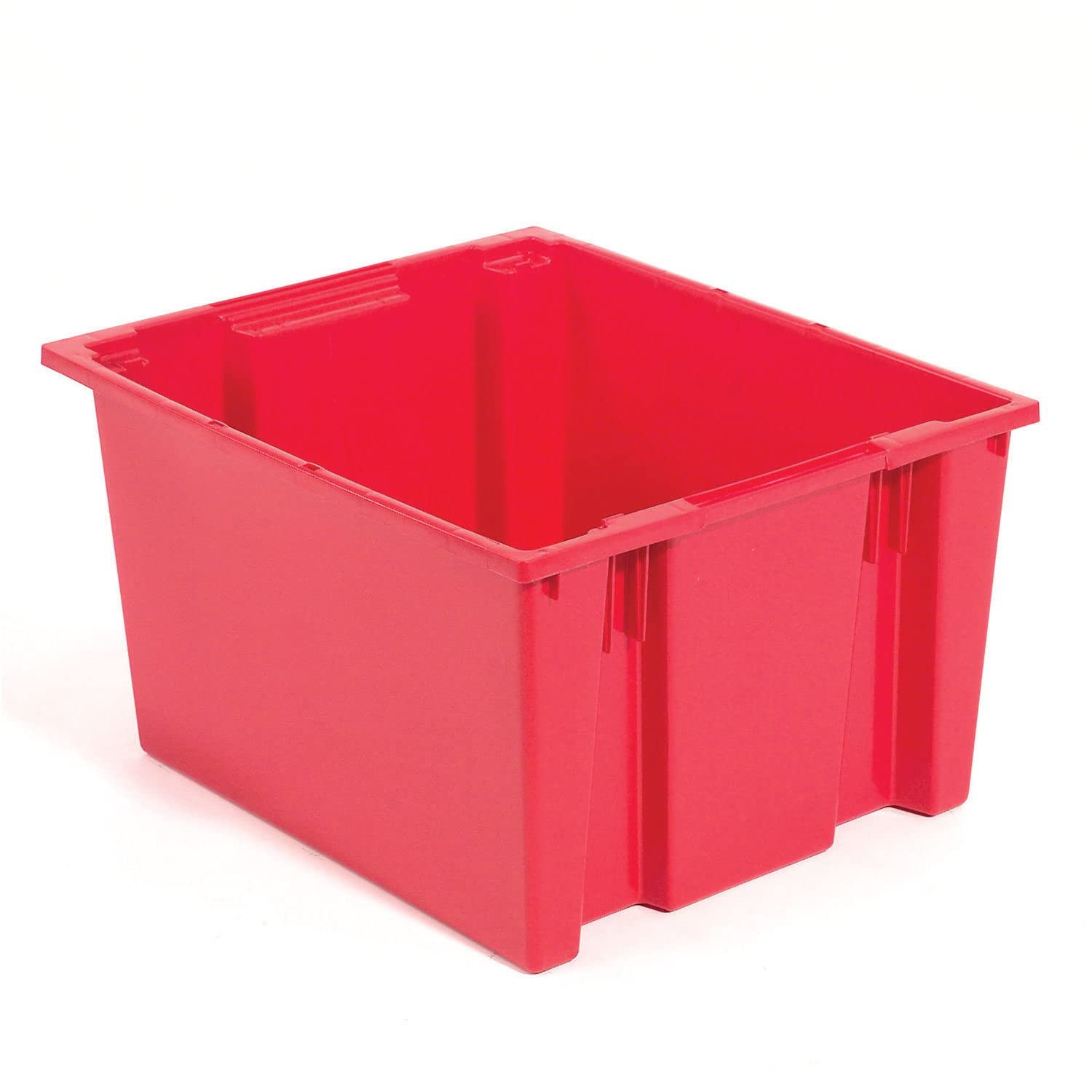 SNT225RD Stack and Nest Storage Tote (15" H x 19 1/2" W x 23 1/2" D) [Set of 3] by QUANTUM STORAGE SYSTEMS – Plastic, Red, Pack of 3, Model SNT225RD-1