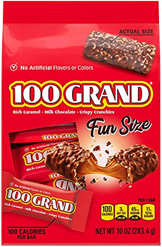 100 Grand Milk Chocolate Fun Size Candy Bars, Bulk Individually Wrapped Ferrero Candy Bag, 10 Oz, 6 Count #TOP1