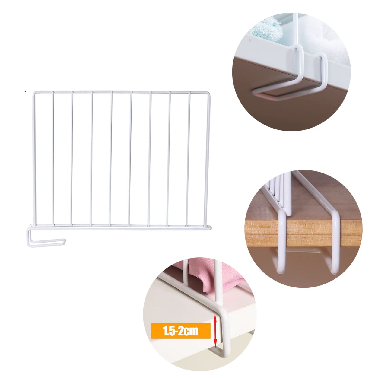 3 szt. białe przegrody do szafy, metalowe, kuchenne separatory do przechowywania, szafa, separatory ubrań, półki, organizer, szafka, organizer, regulowane szafki, separator