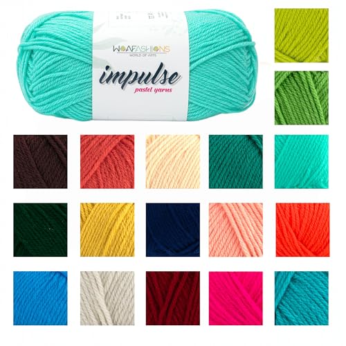 Image of WOAFashions Impulse Hand Knitting & Crochet Yarn, Premium Acrylic, 4 : Medium (Aqua) (3x100gms / 3.5oz / 200mtr / 218yds)