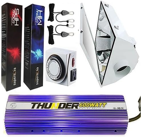 THUNDER (TM) GLK600VG6 600-Watt Light Digital Dimmable HPS MH Grow Light System for Plants with Vertigrow (TM) 6-INCH Hydroponic White Air Coolable Reflector - 5 Year Manufacturer Warranty