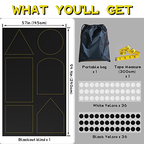 Wifea Blackout Blinds 118" X 57", 100% Blackout Shades Travel Portable Window Blinds Free To Cut, No Drill Temporary Blackout Window Cover For Baby Nursery, Bedroom, Living Room, Rv (Black-Silver) #TOP6