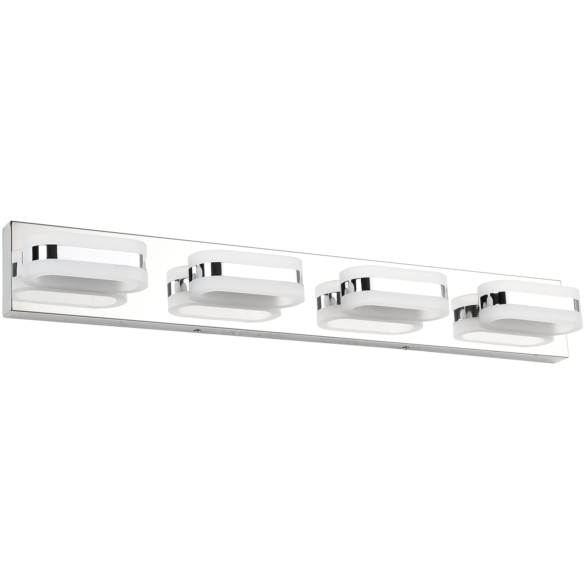 SOLFART Dimmable Vanity Light Bathroom Light Fixture Over Mirror Led Lights for Bathroom Modern Chrome 4 Lights