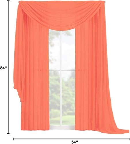 Miniatura 5 de Decotex Juego de 3 cortinas de gasa transparente para ventana, incluye 2 paneles y 1 bufanda a juego (84 pulgadas de largo, rosa claro)