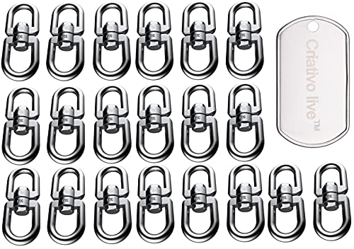 Criativo live M4 Double-Ended Swivel Hook - 20-Pack Stainless Steel Shackle Ring Connector (Eye-to-Eye Design)