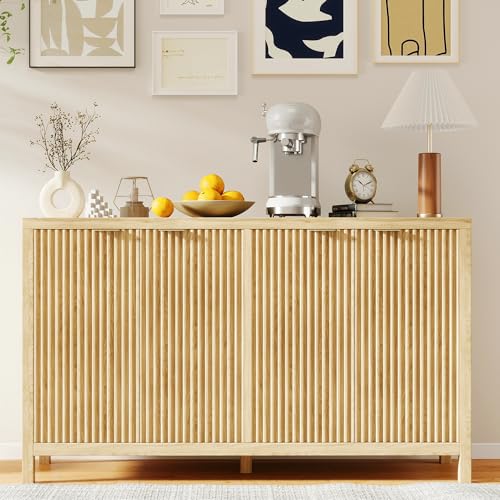 Sideboard-Buffet-Cabinet-with-Storage-55-Modern-Fluted-Cabinet-with-Doors-Shelves-Multifunctional-Accent-Console-Cabinet-for-Home-Kitchen-Hallway-Entryway Sideboard Buffet Cabinet with Storage 55 Modern Fluted Cabinet with Doors Shelves Multifunctional Accent Console Cabinet for Home Kitchen Hallway Entryway
