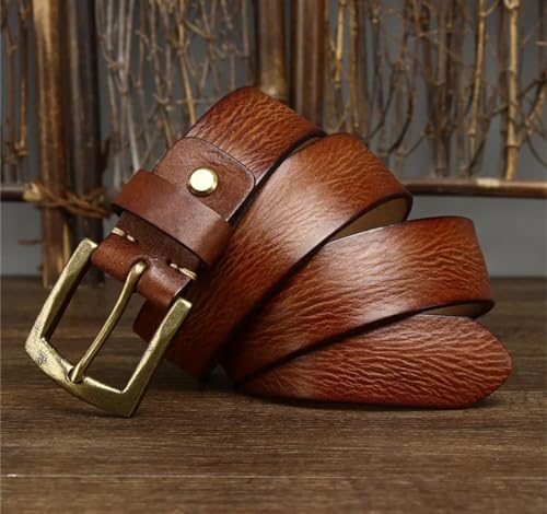 Men 3.8CM Thick Cowhide Copper Buckle Genuine Leather Casual Jeans Belt Retro Luxury Waistband4