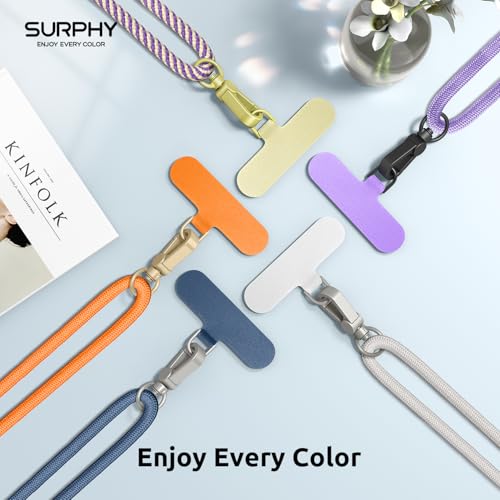 Image of SURPHY Phone Lanyard Crossbody, Phone Strap Crossbody with 2 Tether Tabs | Adjustable Cell Phone Lanyard, Anti Theft Phone Strap, Premium Metal Buckles, Universal Lanyard for Travel, Denim Blue