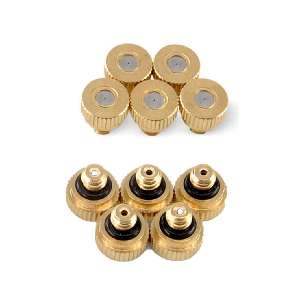 Brass Low Pressure Atomizing Nozzle Cooling and Humidifying Nozzle Micro Mist Sprinklers Sprinkler Nozzle Tap Water Atomizing Sprayer Outdoor Cooling Agriculture Irrigation Spraying 10pcs 10pcs 0.2mm