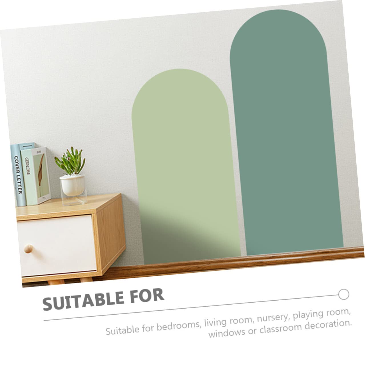 Adesivi Murali ad Arco Artistici in PVC Verde, 2 Pezzi