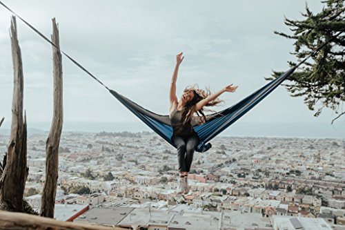 Bear Butt Lightweight Double Camping Parachute Hammock-Large, Portable Two-Person Hammock for Hiking & Backpacking - 16 Colors Available (Dark Blue / Charcoal) - Thumbnail 5