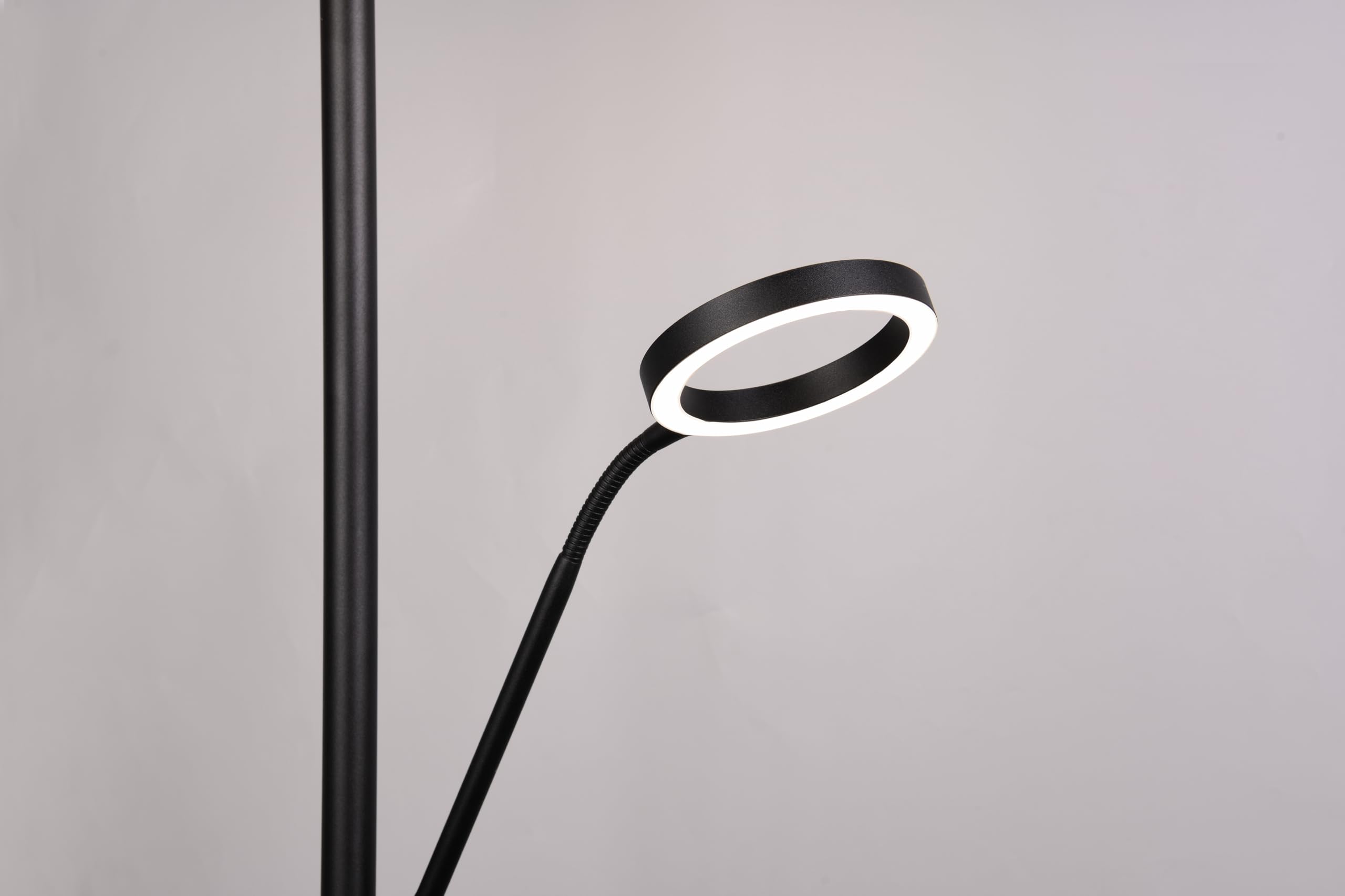 Trio Leuchten LED Stehleuchte Willis 449510232, Metall Schwarz matt, 39 + 5.5 Watt LED, Lichtfarbe einstellbar, dimmbar