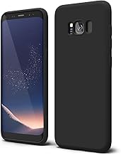 Designed for Samsung Galaxy S8 Phone Case Liquid Silicone Bumper Grip, Cute Thin Slim Soft Rubber TPU Plain Smooth Gel Cover for Women Girl Aesthetic, Matte Solid Protective & Shockproof, Black