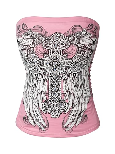 Image of MixMatchy Women's Stretchy Strapless Tube Top Y2K Bandeau Top