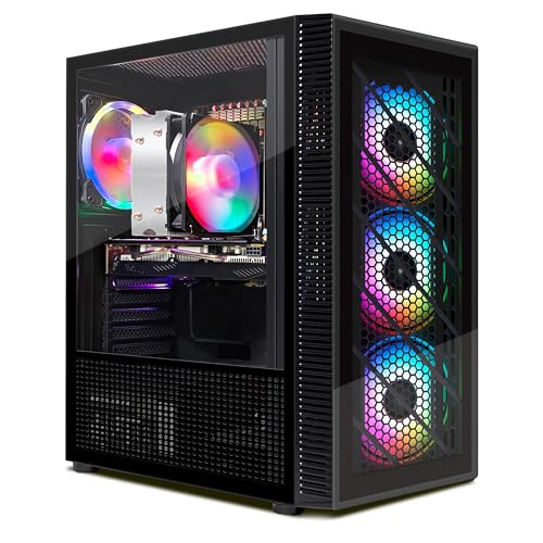 STGsivir PC Gamer Fixe,Ordinateur Gaming,Radeon RX 580 16Go, AMD Athlon 3000G 3.5GHz, 16Go DDR4 RAM, 512Go SSD, 600M WiFi, BT 5,0, RGB Fanx4, W11H64