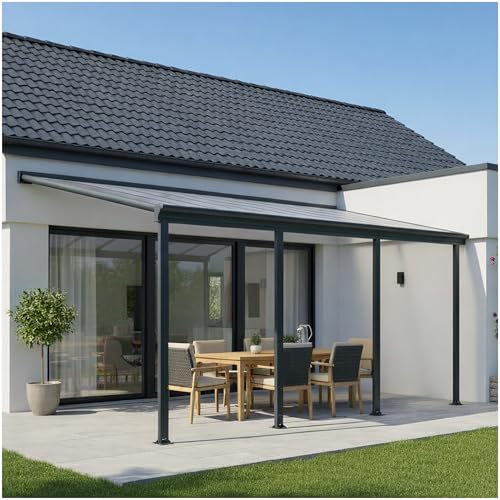 Terrassendach Veranda Aluminium transparentes Dach | Terrassenüberdachung Veranda XXL anthrazit