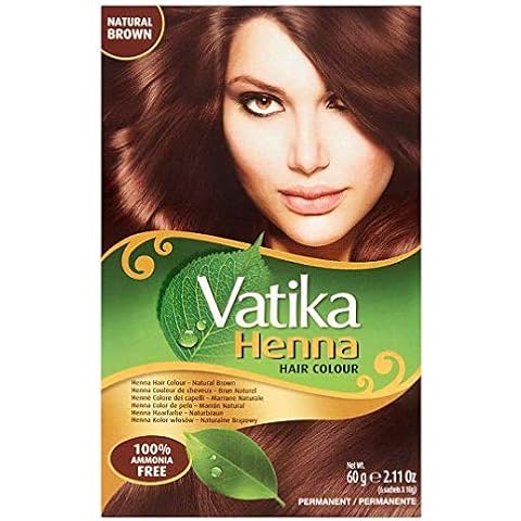 Vatika Henna Hair Colour NATURAL BROWN 100% Ammonia Free 6 x 10g Sachtes - 60g Cover