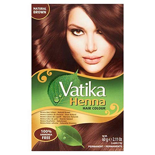 Vatika Henna Natural Brown Hair Colour - 60g (6 x 10g Sachets),100% Ammonia Free, For Vibrant Color, Shine, & Coverage (Packaging May Vary)