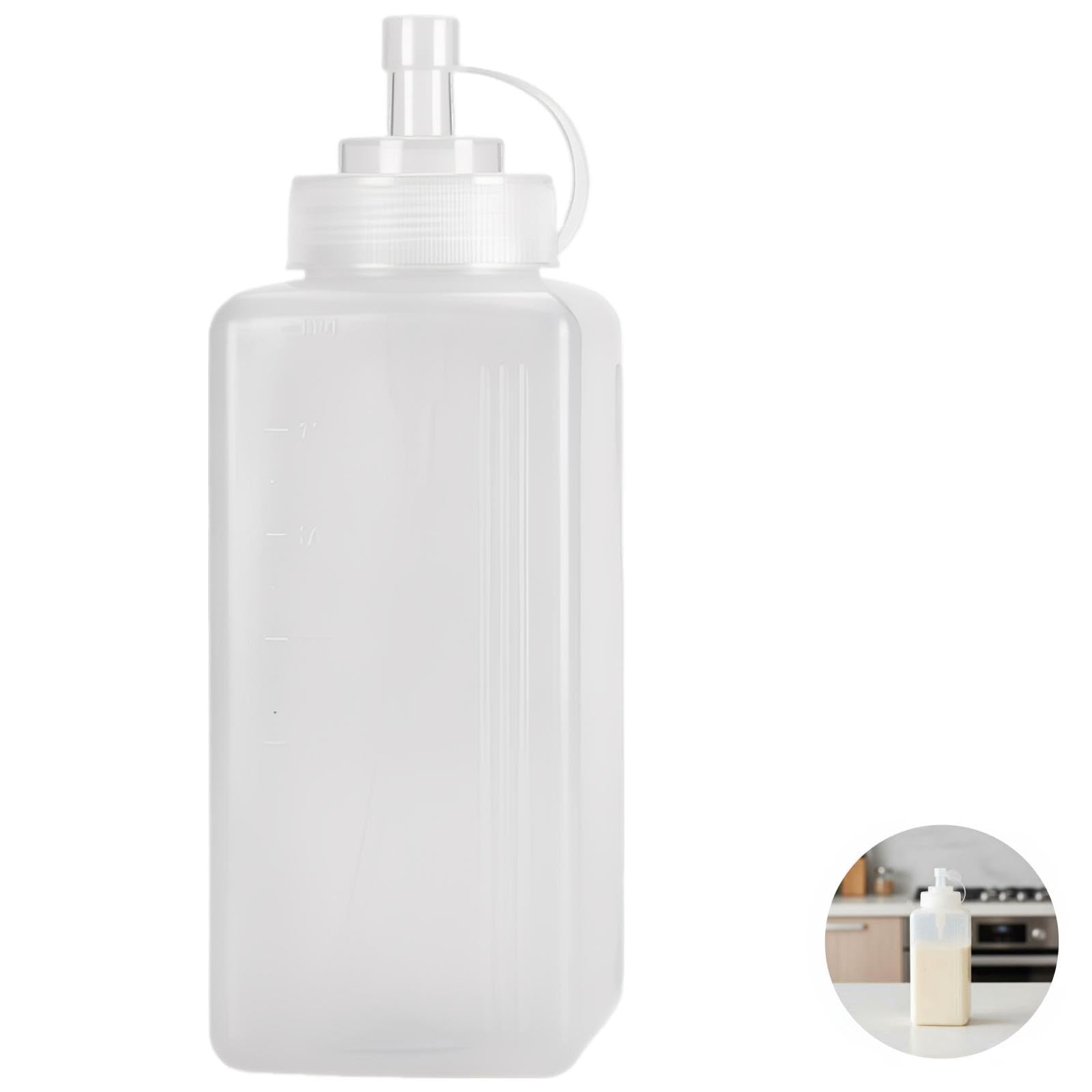 Lot de 4 flacons souples à condiment, 800 mL, plastique transparent épais, grande ouverture, bec verseur fin avec couvercle, pour maison et cuisine, sauce, sirop, ketchup, miel, huile, peinture