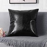 OTOSTAR Krokodilmuster PU-Leder Kissenbezug Dekorativen Wasserdicht Kissenhülle Moderne Minimalist Kissen Fall für Sofa Schlafzimmer Balkon Garten 45x45cm Schwarz