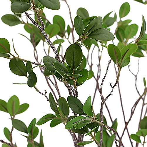 44 Inch Artificail Eucalytus Greenery Stems, Faux Ficus Branches With Leaves, Ficus Twig Vase Filler Greenery For Wedding Home Floral Arrangements, 3 Pcs #TOP2