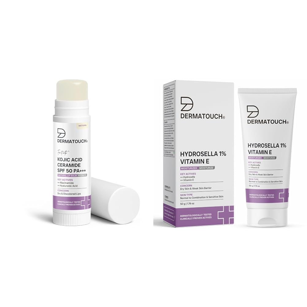 DERMATOUCH Kojic Acid Ceramide SPF 50 PA+++ Natural Lip Balm - 5g & Vitamin E Moisturizer For Face 50g-picture-32