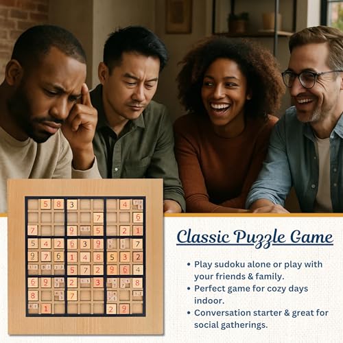 Juego de Mesa Sudoku en Madera con Fichas Numéricas y de Pensamiento - 11 pulgadas miniatura 3