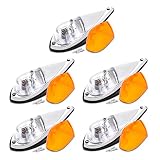 GUWA 7.8 Inch Clear Lens Amber Torpedo Cab Marker Roof Running Top Lights T10 Halogen Chrome Bezel R