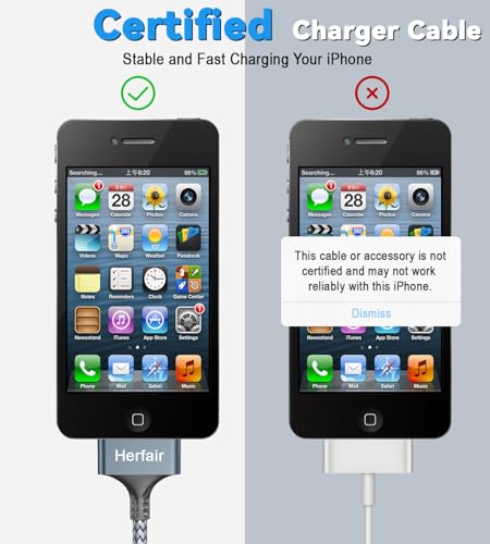 Herfair 6.6FT 30 Pin to USB C Charger Cable Fast Charging Cord Compatible with iPhone 4/4s/3G/3GS, iPad 1 2 3, iPod Touch 4 3 2 1 Classic/Nano 2 3 4 5 6 — view 5