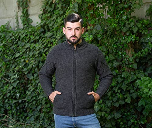 SAOL Men’s Merino Wool Cardigan Full Zip Heavy Knit Sweater Jacket with Pockets 6