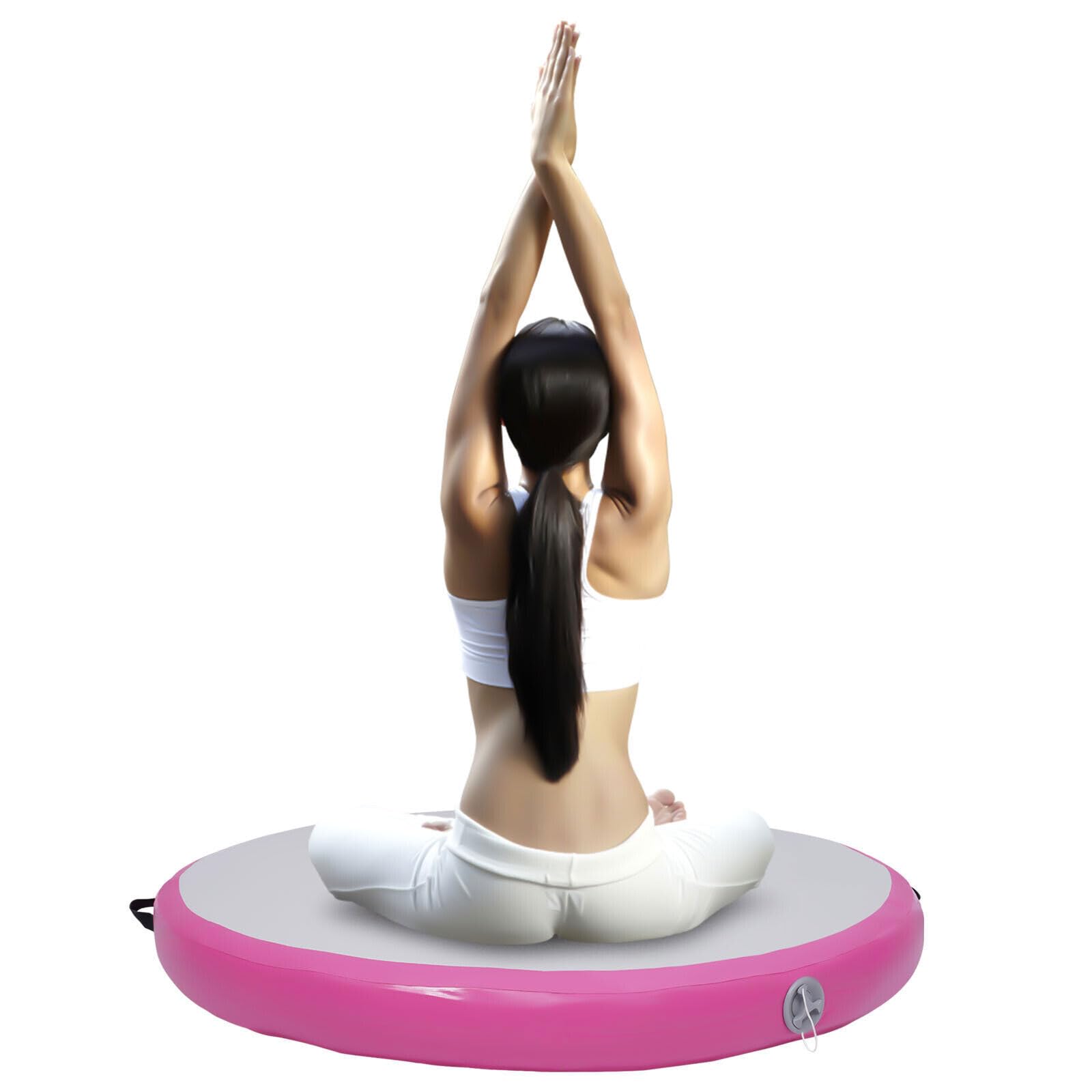 Tappetino da ginnastica gonfiabile, diametro 100 cm, con pompa ad aria, spessore 10 cm