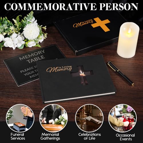 Image of Funeral Guest Book for Memorial Service - in Loving Memory Guest Sign in Book, Celebration of Life Memorial Guest Book, Hardcover Condolence Book with 94 Pages for 70 Guests