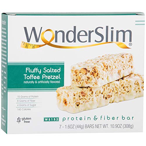 Wonderslim High Fiber Protein Bars, Salted Toffee Pretzel | 15g Protein, 7g Fiber | Low Sugar, Low Carb | Healthy Indulgence | Satisfying, Supports Energy & On-the-Go Convenience, 7 Pack Wonderslim High Fiber Protein Bars, Salted Toffee Pretzel | 15g Protein, 7g Fiber | Low Sugar, Low Carb | Healthy Indulgence | Satisfying, Supports Energy & On-the-Go Convenience, 7 Pack