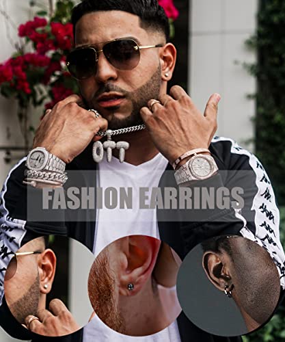 Bomail 20 Pairs Black Stud Earrings For Men Women - Stainless Steel Stud Earrings Small Cz Stud Earrings Piercing Huggie Hoop Earrings Set Jewelry #TOP2