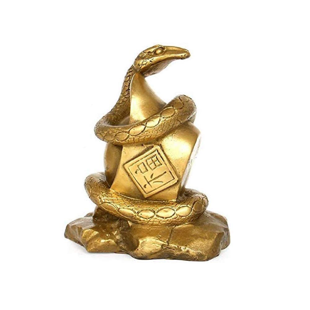 IUokLU Feng Shui Ornaments Pure Brass Zodiac Snake Statues Chinese Handmade Decor Figurine,Wealth And Good Luck Sculpture for Home And Office
