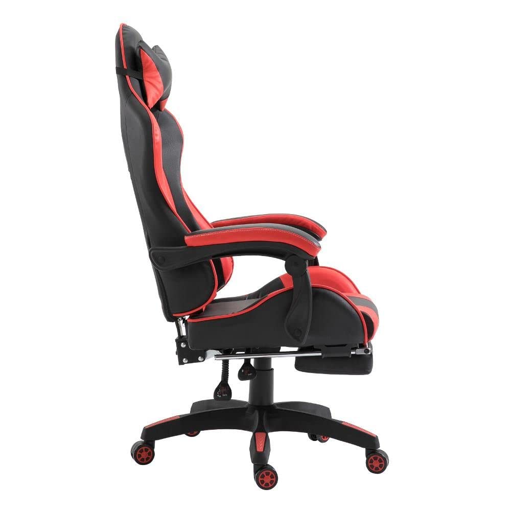 Cribel Poltrona da Gaming Racing Omega con poggia piedi, in similpelle, 3 colorazioni disponibili (Nero/Rosso), 61x51x120/130 cm