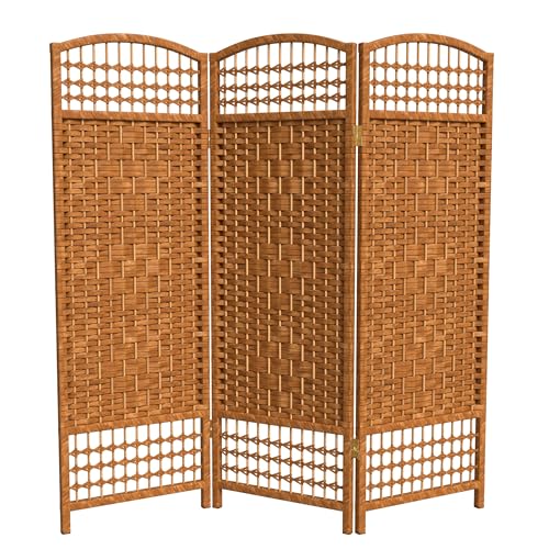 4 ft. Short Fiber Weave Folding Screen - Dark Beige