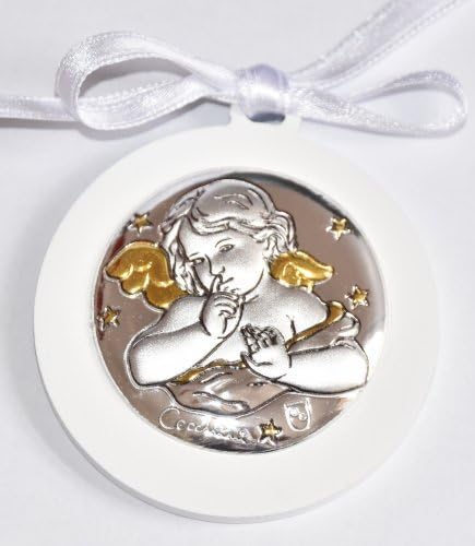 Angel Silver Plated Crib Medal & Lourdes Prayer Card