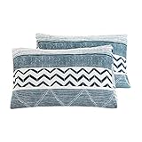 SUSYBAO Blue Aztec Pillow Cases Set of 2 100% Cotton Queen Size Boho Geometric Patterned Pillow Covers Vintage Bohemian Print Bed Pillow Protector with Envelope Closure Soft (20 in x 26 in)