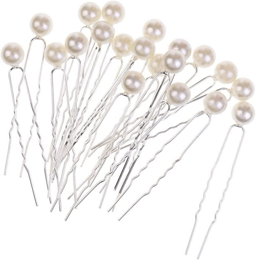 hixswnu Set forcine per Capelli da Sposa con Perle - 40 Fermagli per Capelli a Forma di U per Donna, Accessori da Sposa, forcine per Capelli Eleganti con Perle per spose e Damigelle d'Onore