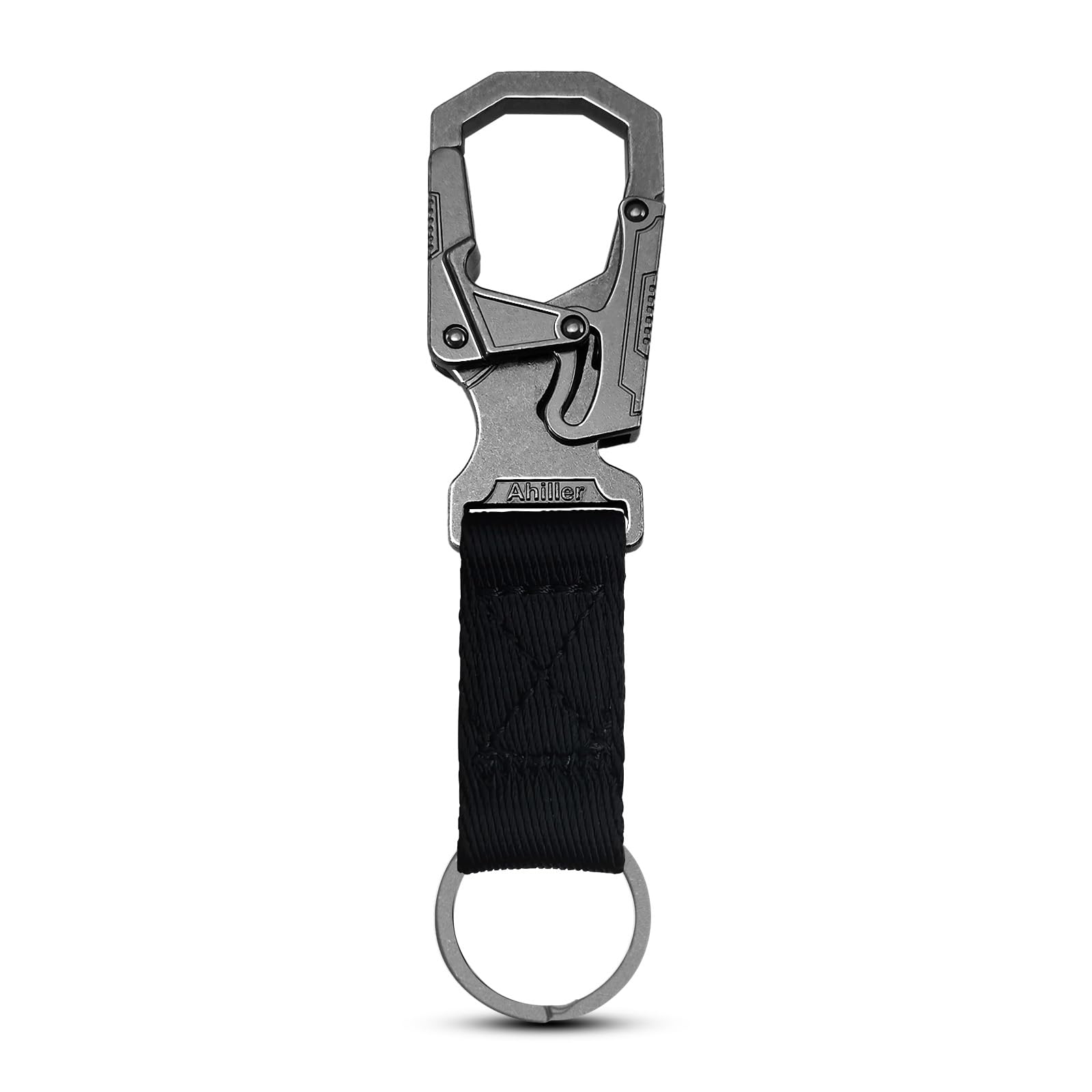Ahiller Mosquetón con diseño de doble bloqueo, llavero de aleación de zinc de 3 pulgadas para coche, camping, ciclismo, mochila, accesorios