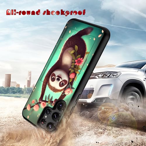 Vobber for Galaxy S24 Ultra Case,Wallet Case Hidden Card Slot Holder Shockproof TPU and PC Dual Layer Protective Case Cover for Samsung Galaxy S24 Ultra 6.8" 2024,Cute Sloth - image 3