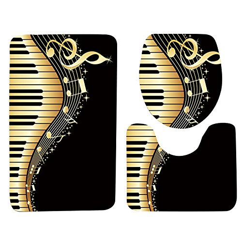 Asnlove Set 3tlg Badematten, Rechteck Badvorleger 75 x 45 cm Badteppich Badgarnitur Matte Badvorleger WC-Deckelbezug…