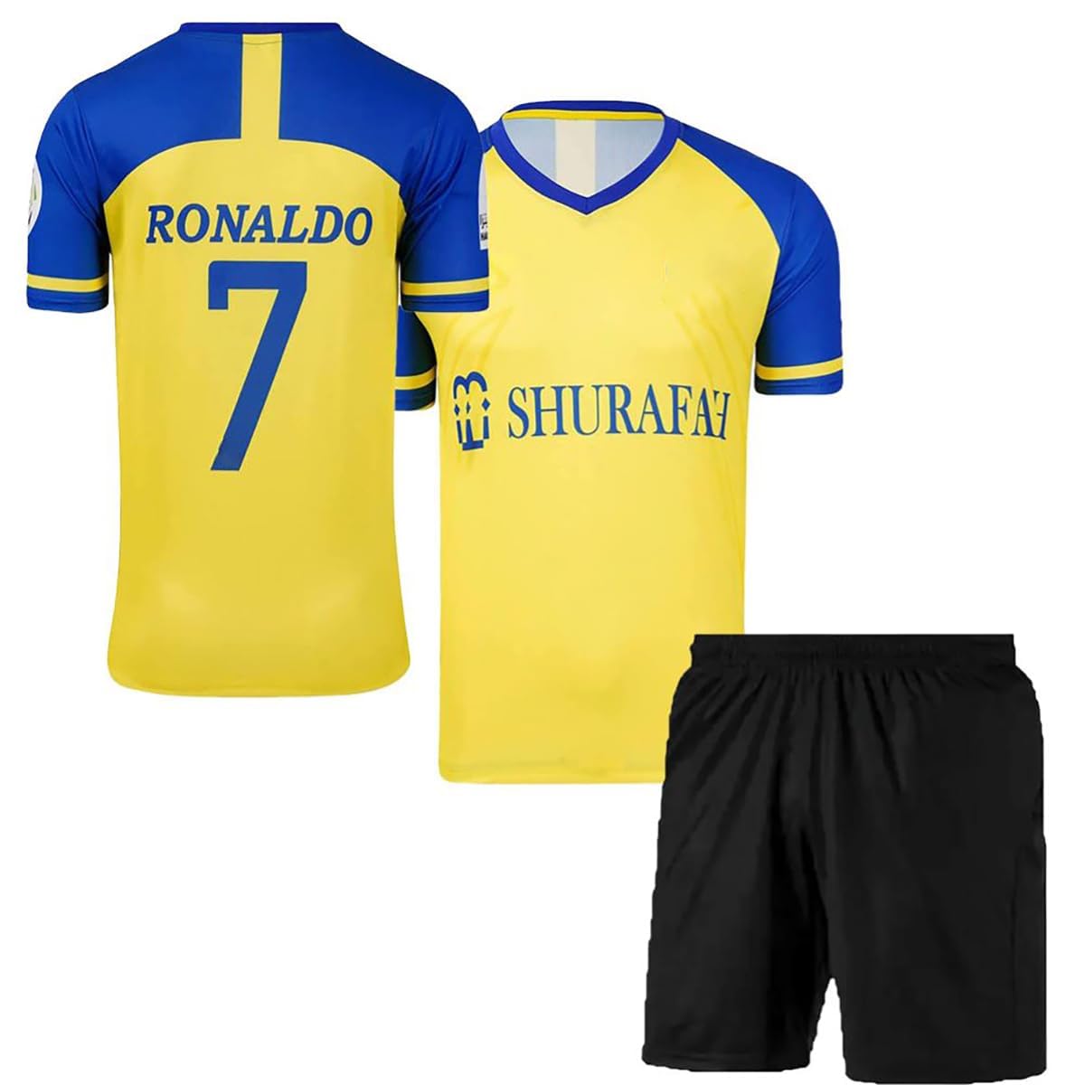 Ronaldo 7 Boys Official Home New Football Jersey Set with Shorts 2024 (Kid's, Boy's& Men)