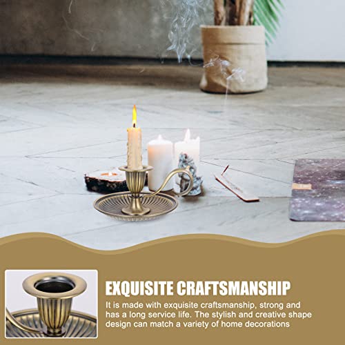 Homsfou Retro Handheld Candlestick Holder Vintage Taper Candle Stick Holder European Style Candle Stand Table Candlelight Stand For Party Wedding Christmas Table Home Decor Bronze #TOP7