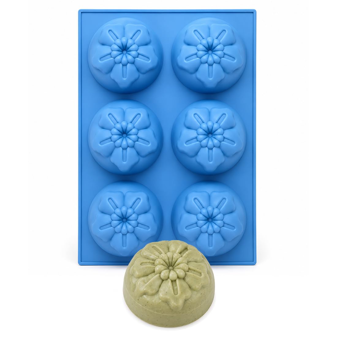 6 Cavity Round Floral Silicone Soap Mould | Reusable Non-Stick Flexible Mould for Handmade Soap, Wax Melts, Candles, Resin, Chocolate & DIY Crafts-image-35