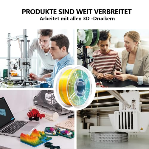 Filamento de Seda PLA+ 1,75 mm para Impresora 3D - 1 kg en Verde, Naranja y Dorado - Fernando Cortés