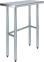 Vista 48 de AmGood Mesa de trabajo de acero inoxidable con base abierta, banco de trabajo de metal
