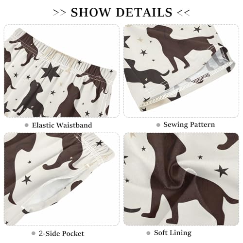 ALAZA Puppy Dog Star Brown Pajama Shorts Sleep Shorts Pant Lounge Pajama Bottoms Elastic Waist with Pockets3